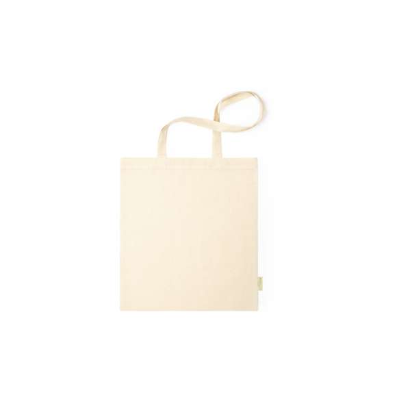 Bolsa de línea nature en material 100% algodón orgánico natural de 120 g/m2. Asas largas de 70cm con refuerzo y de acabado cosido. Distintivo organic en etiqueta lateral y resistencia hasta 8 kg de peso.
