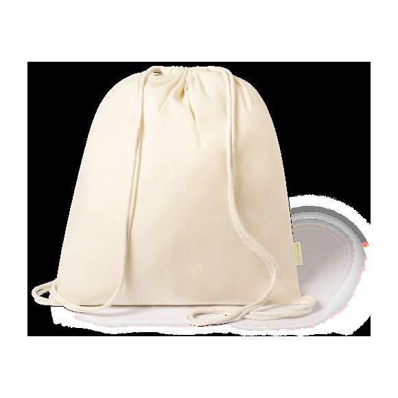 Mochila de cuerdas de línea nature en suave material 100% algodón orgánico. Cuerdas autocierre en algodón, con distintivo organic en etiqueta lateral. Resistencia hasta 9kg de peso.
