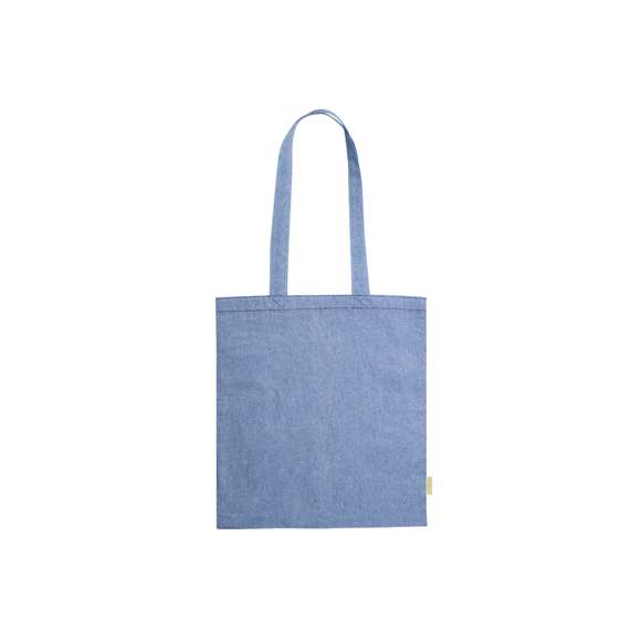 Bolsa de línea nature en material 100% algodón reciclado de 120 g/m2. Asas largas de 70cm con refuerzo y de acabado cosido. Distintivo en etiqueta lateral y resistencia hasta 8 kg de peso. Disponible en variada gama de colores nature.