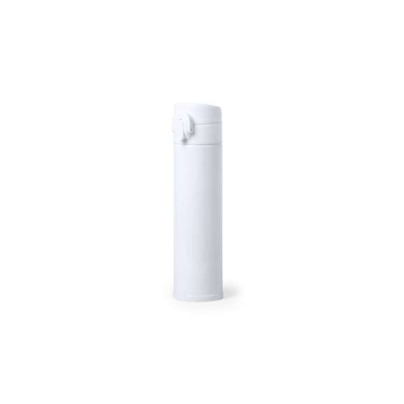 Termo en acero inox de 330ml de capacidad. Con doble cobertura para mejor y mas duradera conservación de la temperatura, con cierre de seguridad y sistema de apertura fácil con botón. Especialmente fabricado para impresión en sublimación y presentado en atractiva caja de diseño, Disponible manual de instrucciones en español e inglés.