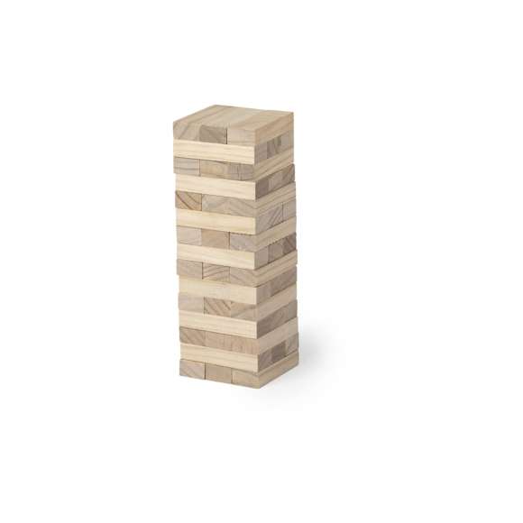 Juego de habilidad para los más manitas. Incluye 45 piezas de madera y viene presentado en una resistente funda de algodón con cierre de cordón.
