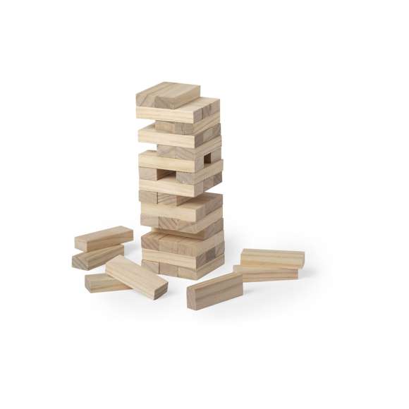 Juego de habilidad para los más manitas. Incluye 45 piezas de madera y viene presentado en una resistente funda de algodón con cierre de cordón.