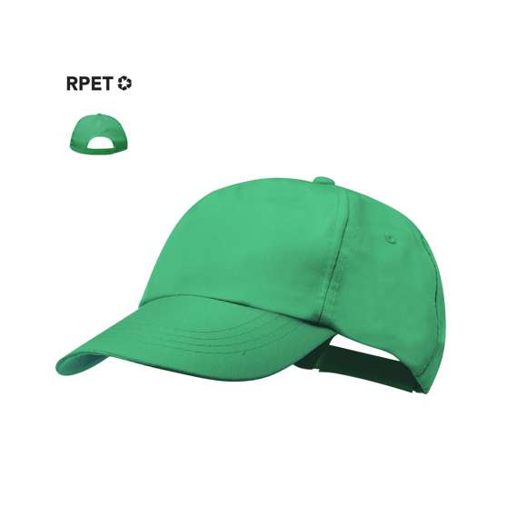 Gorra de línea nature. 5 paneles en material RPET de suave acabado, elaborado a partir de plástico reciclado, para así fomentar la reutilización de residuos plásticos y ayudar a la sostenibilidad del planeta. Con cierre ajustable de velcro y orificios de ventilación bordados, Disponible en variada gama de colores (color blanco especialmente fabricado para impresión en sublimación). Distintivo RPET en etiqueta.