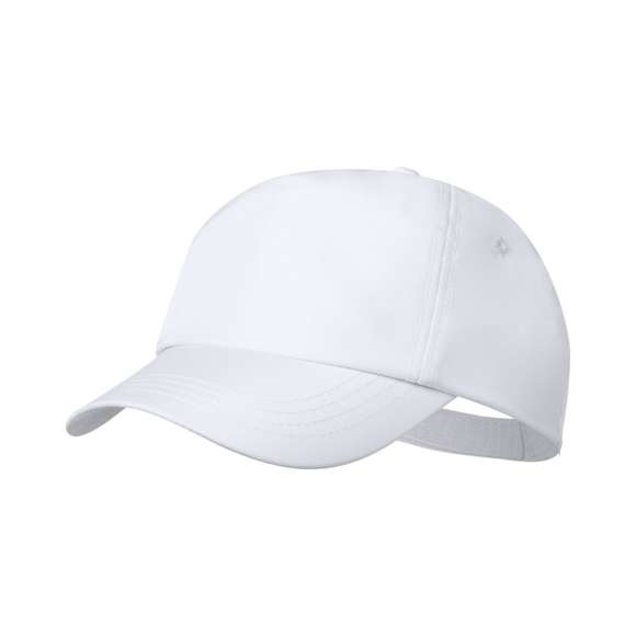 Gorra de línea nature. 5 paneles en material RPET de suave acabado, elaborado a partir de plástico reciclado, para así fomentar la reutilización de residuos plásticos y ayudar a la sostenibilidad del planeta. Con cierre ajustable de velcro y orificios de ventilación bordados, Disponible en variada gama de colores (color blanco especialmente fabricado para impresión en sublimación). Distintivo RPET en etiqueta.