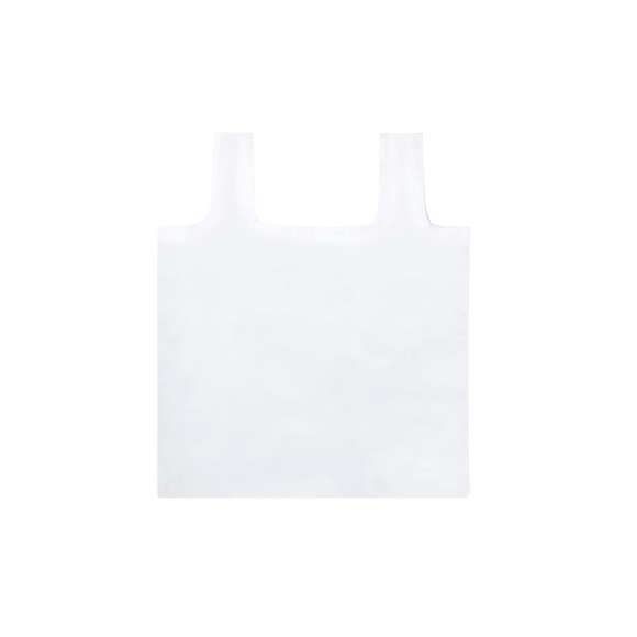 Bolsa plegable en suave poliéster RPET, elaborado a partir de plástico reciclado, para así fomentar la reutilización de residuos plásticos y ayudar a la sostenibilidad del planeta. Acabado cosido y plegado de pequeño tamaño para fácil transporte. Con cierre de botón y mosquetón de enganche. Distintivo RPET en etiqueta lateral, disponible en variada gama de colores (color blanco especialmente fabricado para impresión en sublimación).