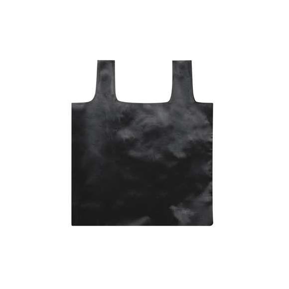 Bolsa plegable en suave poliéster RPET, elaborado a partir de plástico reciclado, para así fomentar la reutilización de residuos plásticos y ayudar a la sostenibilidad del planeta. Acabado cosido y plegado de pequeño tamaño para fácil transporte. Con cierre de botón y mosquetón de enganche. Distintivo RPET en etiqueta lateral, disponible en variada gama de colores (color blanco especialmente fabricado para impresión en sublimación).