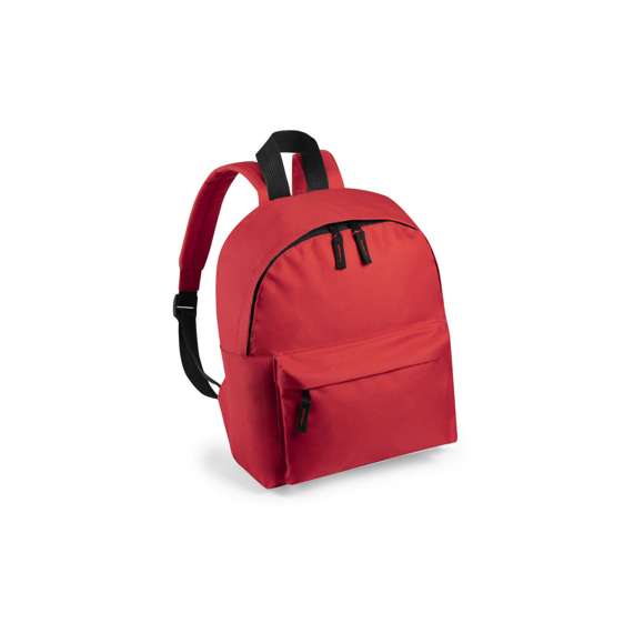 Mochila leisure para niños en resistente poliéster 600D, en extensa gama de vivos colores. Con cierre de cremallera de doble tirador y bolsillo en frontal. Asa de transporte y accesorios en color negro. Espalda y cintas de hombros acolchadas y ajustables.