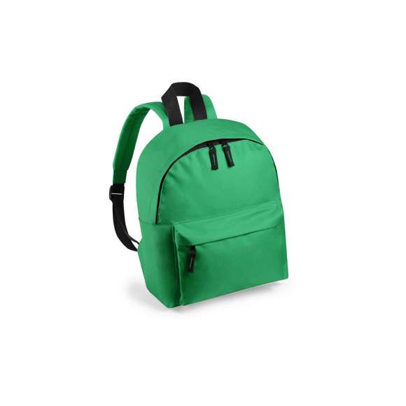 Mochila leisure para niños en resistente poliéster 600D, en extensa gama de vivos colores. Con cierre de cremallera de doble tirador y bolsillo en frontal. Asa de transporte y accesorios en color negro. Espalda y cintas de hombros acolchadas y ajustables.