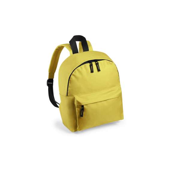 Mochila leisure para niños en resistente poliéster 600D, en extensa gama de vivos colores. Con cierre de cremallera de doble tirador y bolsillo en frontal. Asa de transporte y accesorios en color negro. Espalda y cintas de hombros acolchadas y ajustables.