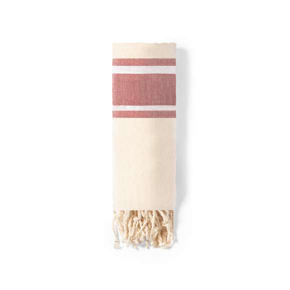 Pareo toalla 2 en 1 en algodón orgánico de 110g/m2. Tamaño 180 x 90 cm y disponible en variada gama de colores combinados. Distintivo organic en etiqueta.