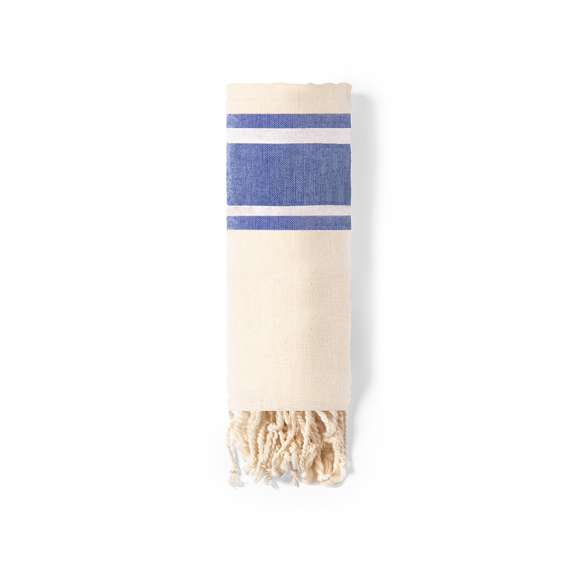Pareo toalla 2 en 1 en algodón orgánico de 110g/m2. Tamaño 180 x 90 cm y disponible en variada gama de colores combinados. Distintivo organic en etiqueta.