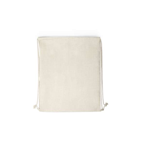 Mochila de cuerdas de inspiración nature, en resistente poliéster de suave tacto, especialmente elaborado para impresión en sublimación. Con cuerdas autocierre en color natural y esquinas reforzadas.