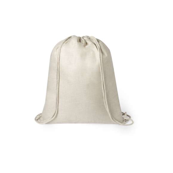 Mochila de cuerdas de inspiración nature, en resistente poliéster de suave tacto, especialmente elaborado para impresión en sublimación. Con cuerdas autocierre en color natural y esquinas reforzadas.