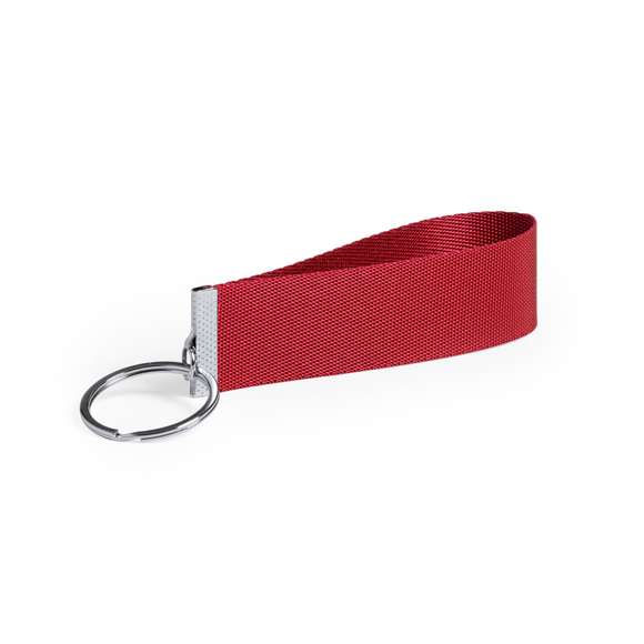 Llavero en resistente poliéster con detalles en metal. Disponible en variada gama de colores.