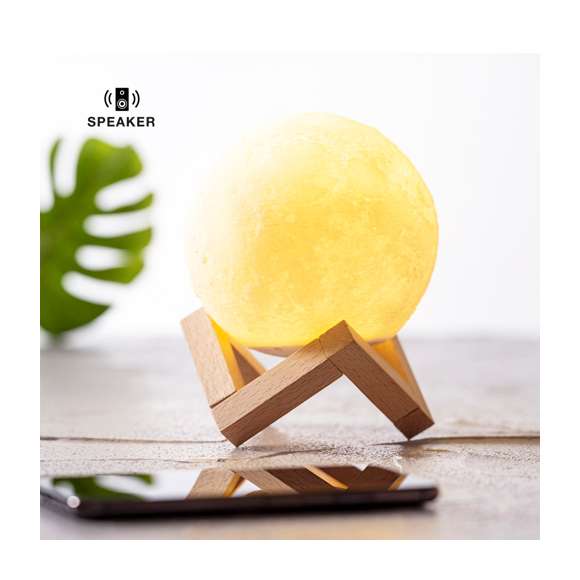  	Compacto altavoz lámpara en original diseño relax, con base de madera. Conexión Bluetooth® 5.0, con 3W de potencia y 2 relajantes posiciones de luz, con intensidad ajustable. Compatible con iOS y Android, incluye cable de carga USB y viene presentado en atractiva caja de diseño.