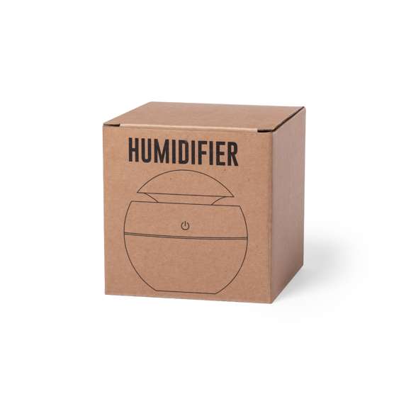  	Elegante y decorativo humidificador de línea nature con difusor aromático integrado. Con con luz led de 2 posiciones e iluminación multicolor y vaporización continua. Depósito de 130 ml, para uso en estancias de hasta 25m2, y cable de corriente USB. Presentado en atractiva caja de diseño eco.