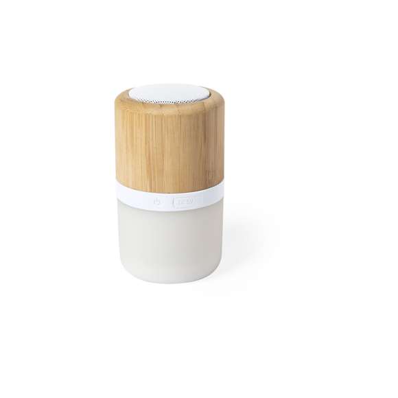  	Altavoz de línea nature, con tecnología Led Inteligente y conexión Bluetooth® 5.0. Hecho en bambú procedente de cortes naturales. 3W de potencia, con dos posiciones de luz multicolor y recargable mediante cable USB -incluido-. Presentado en atractiva caja de diseño eco.