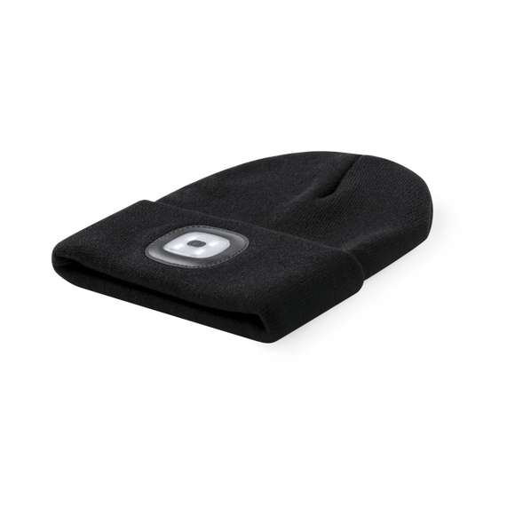  	Gorro deportivo de doble capa con indicadores luminosos integrados que ofrecen 4 modos diferentes de iluminación LED. En suave y confortable material acrílico.