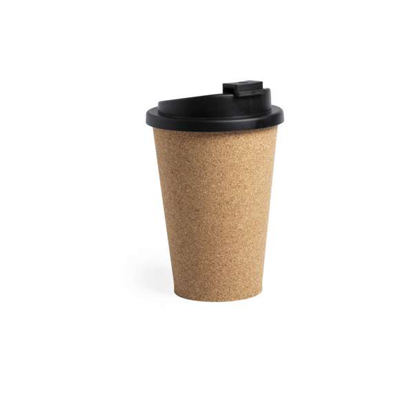 Vaso fabricado en corcho natural con 350 ml de capacidad. Dosificador y tapa abrefácil en PP, libre de BPA. Es ideal para tener en tu escritorio, mesa o en cualquier superficie donde disfrutar tranquilamente de tu bebida favorita.
