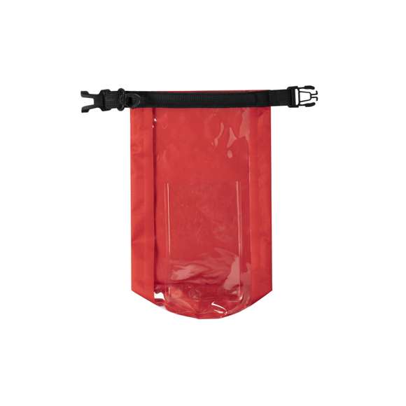 Bolsa impermeable de 2l de capacidad, con ventana transparente táctil para smartphone. Fabricada en resistente ripstop, con cierre de seguridad, asa con hebilla de ajuste y mosquetón. Disponible en variada gama de colores brillantes.