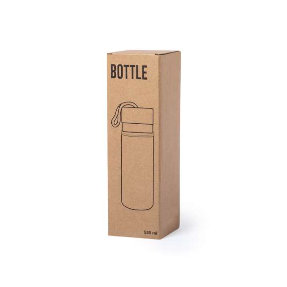 Bidón de línea nature en combinación de materiales bambú y cristal. 530 ml de capacidad, con tapón a rosca en bambú y funda en elegante color blanco. Asa de transporte en color nature y presentado en atractiva caja de diseño eco. Disponible manual de instrucciones en español e inglés.