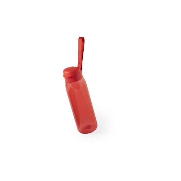 Bidón en alta calidad y de gran capacidad -820 ml- en material tritán resistente al calor y libre de BPA. Disponible en variada gama de colores transparentes, con tapón dosificador de seguridad a juego y cinta de transporte.