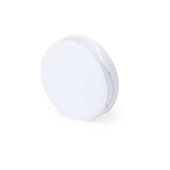 Soporte para smartphone plegable en elegante acabado de color blanco, especialmente diseñado para marcaje en tampografía. Con adhesivo 3M, de fijación extra fuerte y libre de residuos al despegarlo del dispositivo.