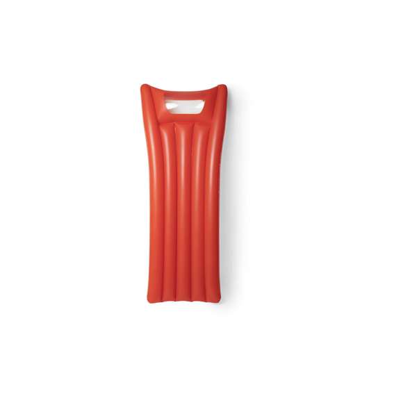 Colchoneta inflable con ventana. En tamaño XL de 180cm y en resistente PVC. Presentada con plegado especial para fácil impresión y disponible en variada gama de colores veraniegos.
