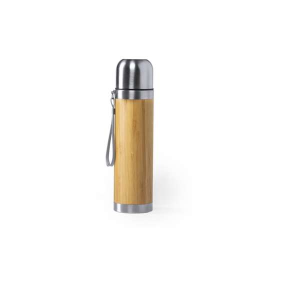 Termo de línea nature en combinación de materiales bambú y acero inox, libre de BPA. 420 ml de capacidad, con doble cobertura para mejor y más duradera conservación de la temperatura. Cierre a rosca, con tapón taza en acero inox y cómoda cinta de transporte. Presentado en atractiva caja de diseño eco. Disponible manual de instrucciones en español e inglés.