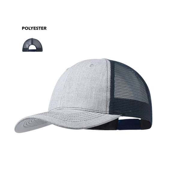 Gorra de 6 paneles en originales combinaciones bicolor. De poliéster, con tela de rejilla, orificios de ventilación frontales bordados y cierre ajustable de plástico.