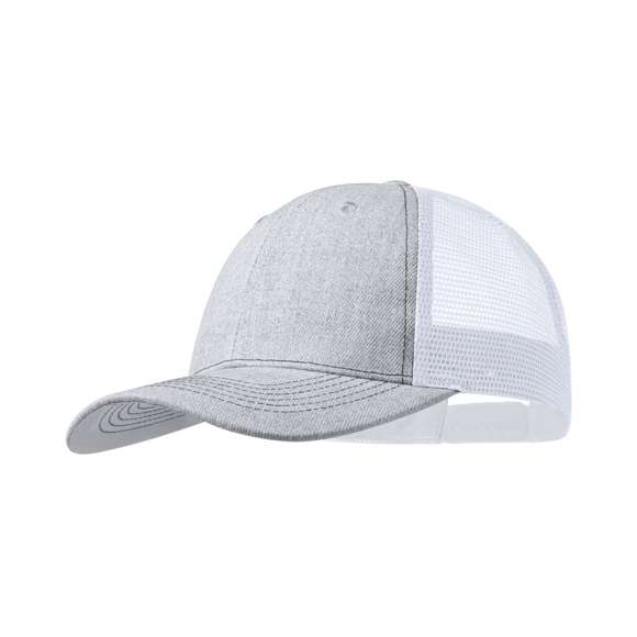 Gorra de 6 paneles en originales combinaciones bicolor. De poliéster, con tela de rejilla, orificios de ventilación frontales bordados y cierre ajustable de plástico.