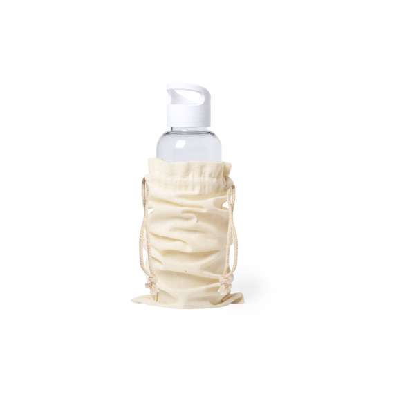 Bolsa de línea nature en material 100% algodón de 105g/m2. Tamaño 12x33 cm, de acabado cosido y con cordones autocierre de algodón. Especialmente diseñada para packaging en botellas y termos.