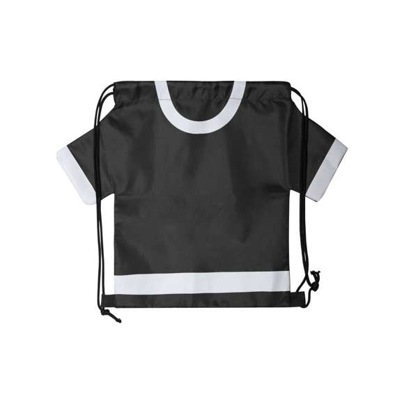Original y divertida mochila de cuerdas para adulto en forma de camiseta. En suave poliéster 210D, con cuerdas autocierre en color negro y esquinas reforzadas. disponible en variada gama de colores intensos.