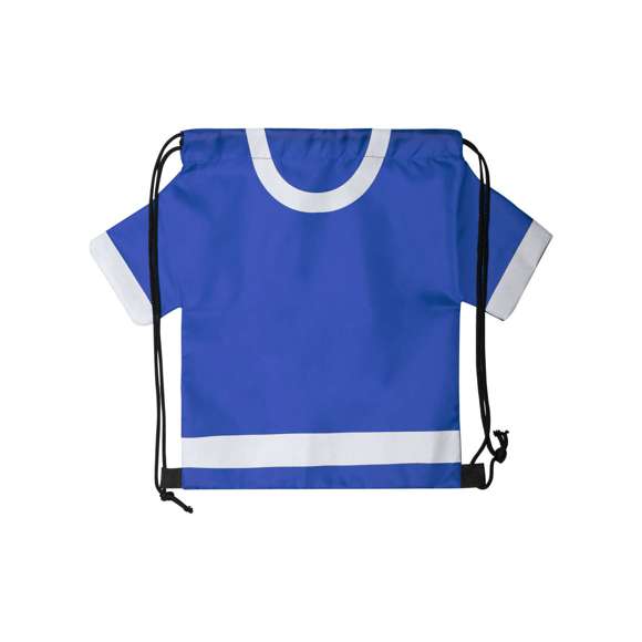 Original y divertida mochila de cuerdas para adulto en forma de camiseta. En suave poliéster 210D, con cuerdas autocierre en color negro y esquinas reforzadas. disponible en variada gama de colores intensos.