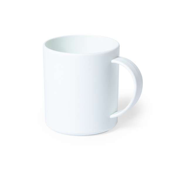 Taza de línea nature en PLA 100% compostable. 350ml de capacidad, de acabado sólido y libre de BPA.  Producto fabricado con material PLA, procedente de materias primas renovables, con importantes propiedades como la versatilidad y la resistencia, destacando entre todas ellas la de compostabilidad.