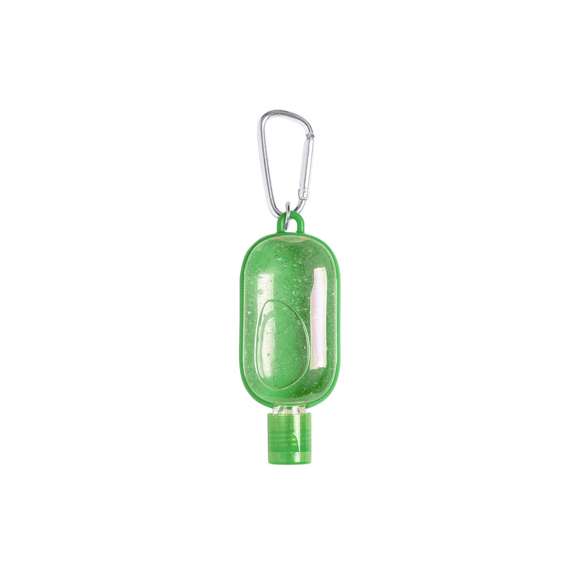Gel hidroalcohólico para higiene y limpieza de la piel en bote rellenable de 30 ml, con extracto balsámico de Aloe Vera. Cuerpo en variada gama de colores, con dosificador, tapón de seguridad y mosquetón para transporte / fijación. Solución con 65% de contenido de alcohol.  Artículo con certificación GMP (Good Manufaturing Practices / Normas de Correcta Fabricación) que garantiza el cumplimiento de rigurosas medidas de control para la obtención de un producto seguro y de calidad.  Disponible certificación 94/62/EC.  Artículo con certificación GMP (Good Manufaturing Practices / Normas de Correcta Fabricación) que garantiza el cumplimiento de rigurosas medidas de control para la obtención de un producto seguro y de calidad.
