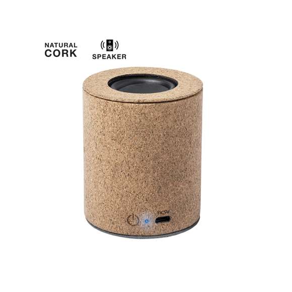  	Compacto altavoz de línea nature y conexión Bluetooth® 5.0. Carcasa en corcho natural, para así fomentar la utilización de materias primas naturales y reducir las emisiones contaminantes. Ofrece 3W de potencia, con cable micro USB incluido y base antideslizante en terciopelo. Presentado en atractiva caja de diseño eco. Disponible manual de instrucciones en español e inglés.