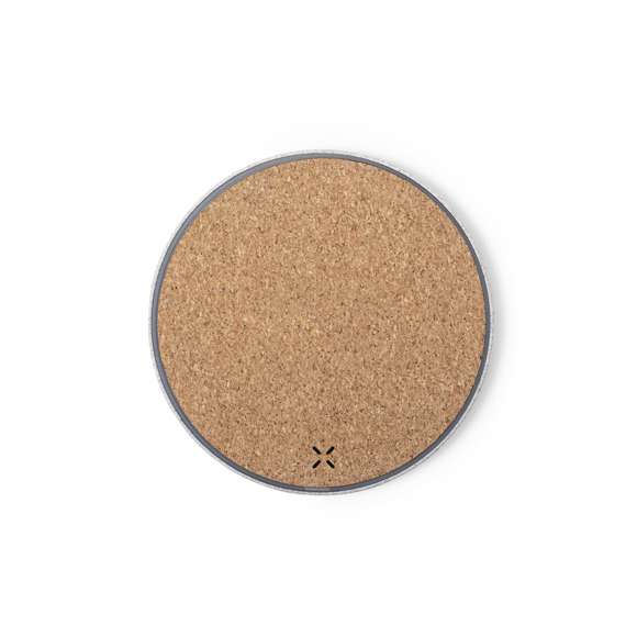 Cargador inalámbrico 10W de línea nature y diseño circular. Carcasa en combinación de materiales corcho natural y caña de trigo. Incluye cable micro USB de 1 metro de largo, con indicador de estado de carga y compatible con dispositivos equipados con tecnología de carga inalámbrica. Amplia superficie de marcaje y presentado en atractiva caja de diseño eco.