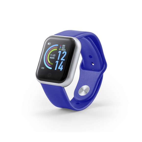 Reloj inteligente multifunción de diseño casual, con conexión Bluetooth®. Elegante caja con correa en material TPU y pantalla LCD táctil integrada de 1,44 pulgadas, que lo convierten en el gadget perfecto para todo tipo de actividades deportivas, de ocio y para el día a día.  Con funciones monitor de frecuencia cardíaca, presión arterial y oxígeno en sangre, monitor de sueño, cámara remota, alarma, antipérdida y podómetro.  Resistente a salpicaduras de agua, con APP disponible para iOS y Android. Presentado en atractiva caja de diseño. Disponible manual de instrucciones en español e inglés.
