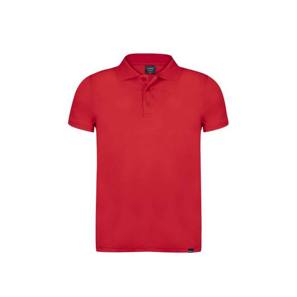Polo transpirable en material 100% poliéster RPET de 180g/m2, elaborado a partir de plástico reciclado para así fomentar la reutilización de residuos plásticos y contribuir a la sostenibilidad del planeta.  Con tres botones de cierre a juego, disponible en variada gama de colores y en tallas S, M, L, XL, XXL. Con distintivo RPET en etiqueta.