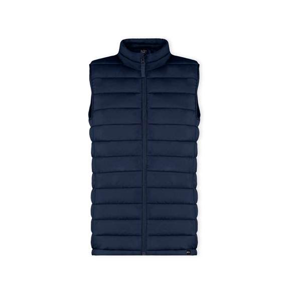 <p>Chaleco unisex en cálido y suave material 100% poliéster RPET, elaborado a partir de<strong> plástico reciclado</strong> para así fomentar la reutilización de residuos plásticos y contribuir a la sostenibilidad del planeta.  En material extra ligero efecto pluma, resistente al agua y cortavientos, con acolchado interior. Cremallera de cuello con tapeta y cinta en tirador amplios bolsillos laterales con cremallera. <strong>Distintivo RPET</strong> en etiqueta y disponible en variada gama de colores. Tallas S, M, L, XL, XXL.</p>
