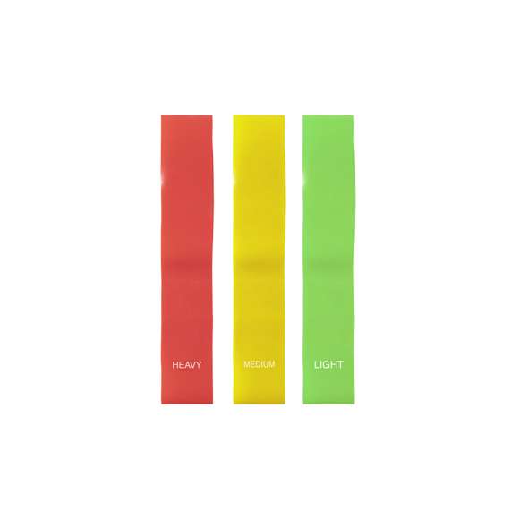 Set de gomas elásticas para los más deportistas. Incluye 3 cintas de 30x5 cm, fabricadas en resistente material TPE y 3 niveles de resistencia: ligera, media y fuerte. Presentado en funda de poliéster con cierre de cordón y accesorio de ajuste.