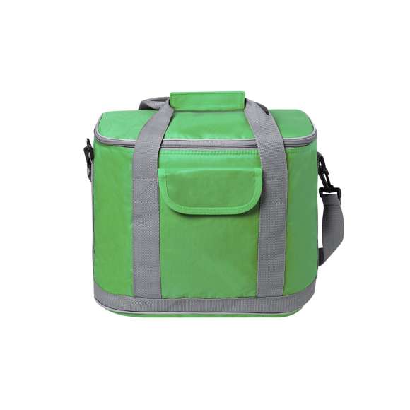  	Nevera todoterreno en resistente poliéster 420D, con compartimento principal de cierre de cremallera y bolsillo en parte frontal con cierre de velcro. Interior isotermo en PEVA, con cinta para hombro ajustable y mosquetón de enganche. Resistencia hasta 8kg de peso.
