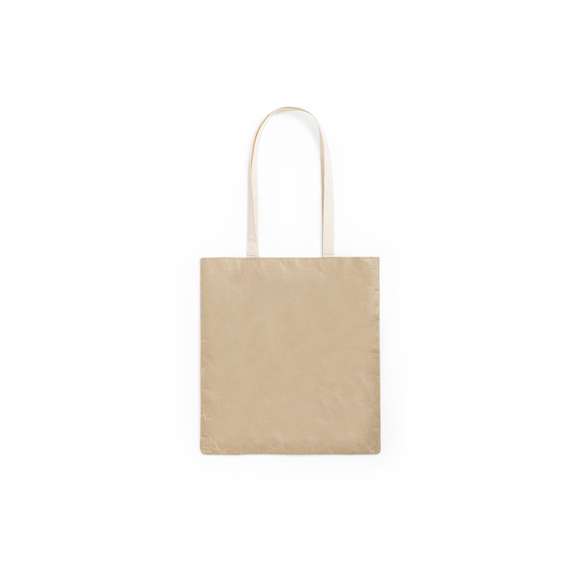 Bolsa de línea nature en resistente papel laminado de 105g/m2, altamente resistente. Asas de algodón largas en color natural. De acabado cosido y resistencia hasta 8kg de peso.