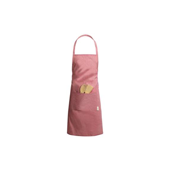  	Delantal de línea nature, elaborado en algodón reciclado. Con bolsillo frontal y cintas de ajuste, de corte por debajo de la rodilla. Disponible en variada gama de colores, con distintivo algodón reciclado en etiqueta.