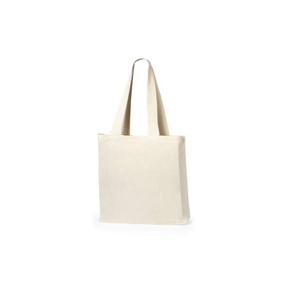 Bolsa tote de línea nature en algodón de 140g/m2. Asas medianas en algodón, de 70 cm y reforzadas. Acabado cosido y resistencia hasta 8kg de peso.