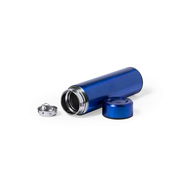 Termo en acero inox de 500ml de capacidad. Con doble pared para mejor y más duradera conservación de la temperatura. Infusor incluido y sistema de apertura fácil a rosca. Disponible en variada gama de colores y presentado en atractiva caja de diseño.