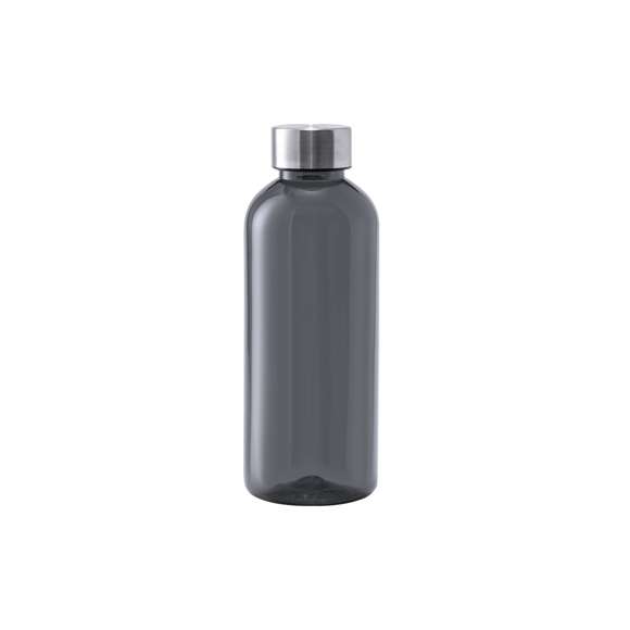 Bidón de 600ml de capacidad. Libre de BPA, con cuerpo fabricado en tritán transparente y de alta resistencia al calor. Tapón a rosca en acero inox. Disponible en variada gama de colores.