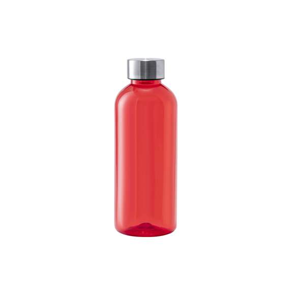 Bidón de 600ml de capacidad. Libre de BPA, con cuerpo fabricado en tritán transparente y de alta resistencia al calor. Tapón a rosca en acero inox. Disponible en variada gama de colores.
