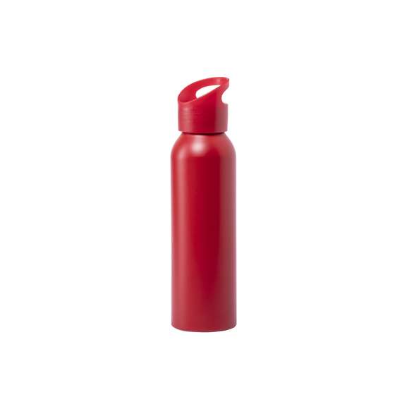 Bidón de 600ml de capacidad en aluminio en acabado mate. Tapón de rosca a juego, con sistema de fácil apertura y libre de BPA. Disponible en variada gama de colores mates y presentado en atractiva caja de diseño.